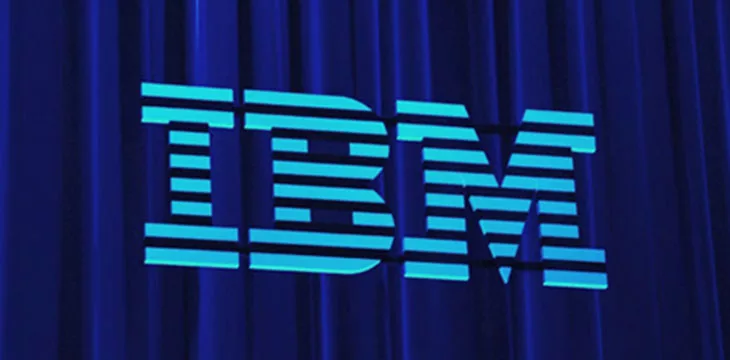 IBM illustration in blue curtain background