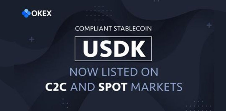 OKEx lists USDK, compliant USD-pegged stablecoin by OKLink and Prime Trust