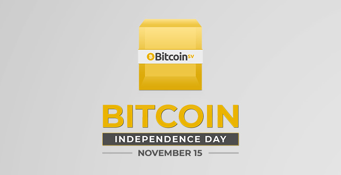 Bitcoin Independence Day (text image) with Bitcoin SV logo