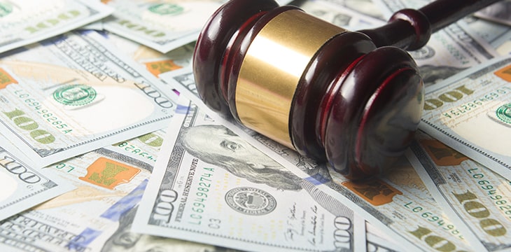 Judges Or Auctioneer Gavel On The Dollar Cash Background