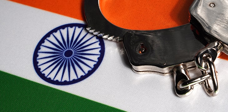 Handcuff on the flag of India.