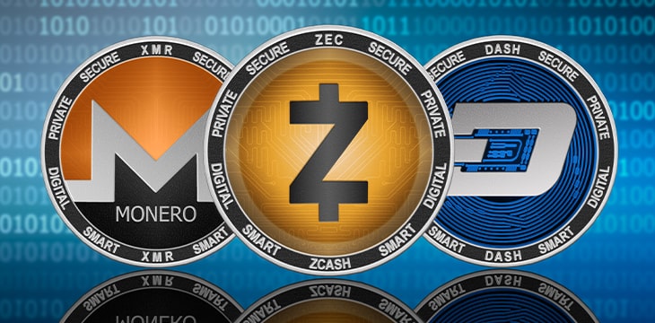 Monero, Zcash and Dash privacy coins