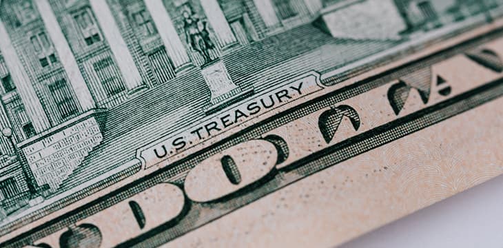 Dollar banknote on white table