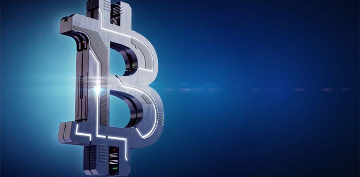 bitcoin logo on blue background