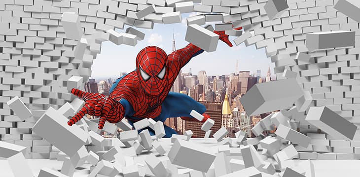 Spider man white brick wall