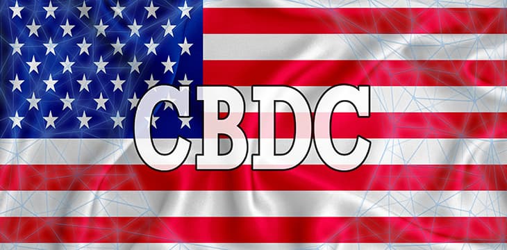 Us flag with the inscription CBDC