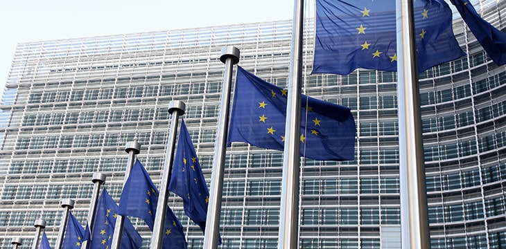 European flags in front the Berlaymont building