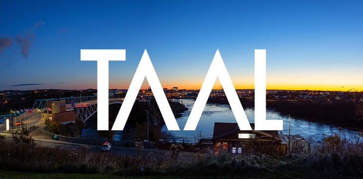 Taal logo on New Brunswick skyline