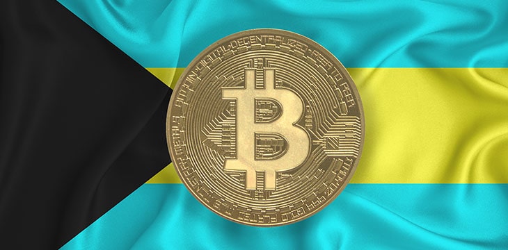 Flag, bitcoin gold coin on flag background