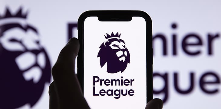 Premier league football logo on a smartphone screen.