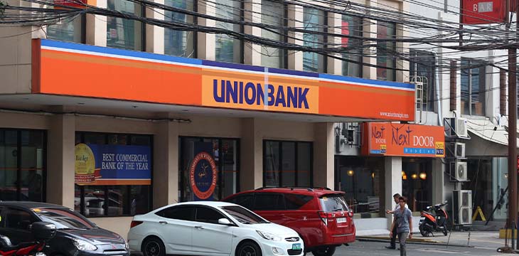 MANILA, PHILIPPINES - DECEMBER 7, 2017: Union Bank branch in Manila, Philippines. It is the 7th largest bank in Philippines by assets