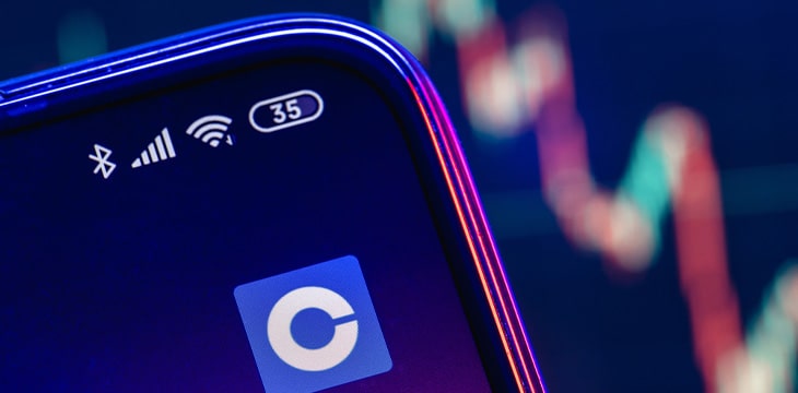 Coinbase app on smartphone screen