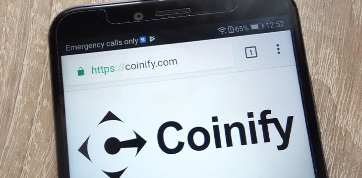 Coinify displayed on a mobile screen