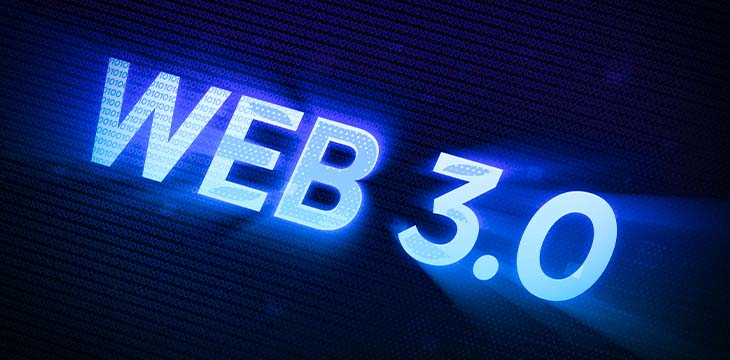 Web 3.0 Metaverse Science and Technology Concept Abstract Background. Digital and New world technology backdrop with bright Blue Colors — Photo