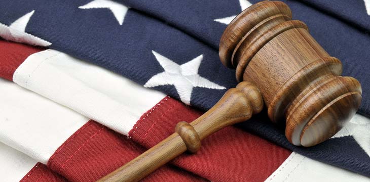 Gavel and American Flag — Photo