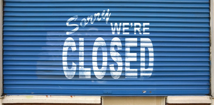 Sorry we are closed sign