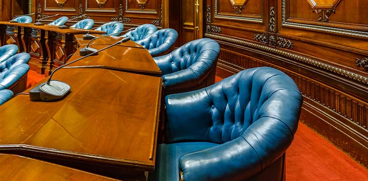 MONTEVIDEO, URUGUAY, OCTOBER - 2018 - Empty chamber of senators at legislative palace of uruguay. — Stock Editorial Photography