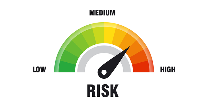 High risk concept on speedometer