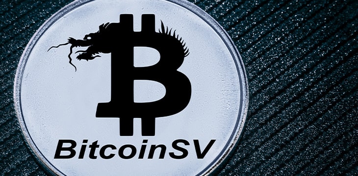 Coin cryptocurrency BSV on a grey background