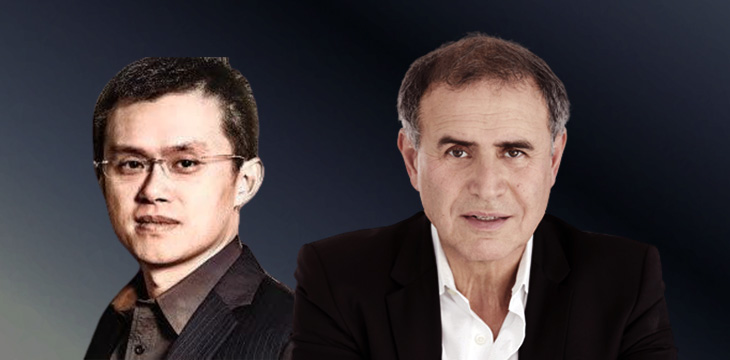 Changpeng Zhao and Nouriel Roubini