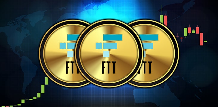 Abstract futuristic technology background of FTX Token