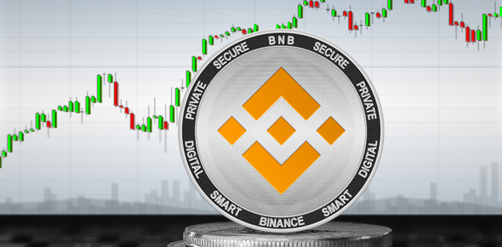 Binance coin BNB cryptocurrency with background of a chart