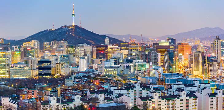 Seoul cityscape at twilight in South Korea