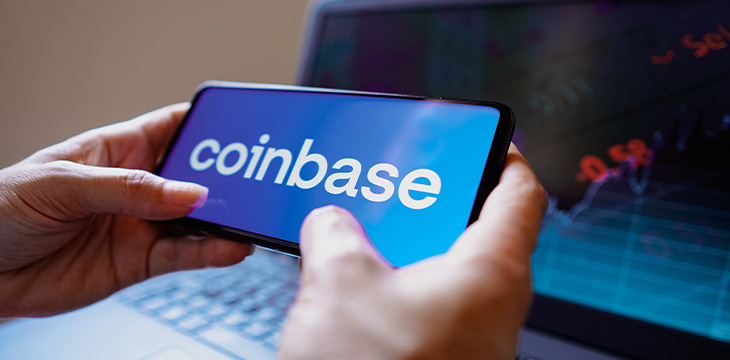 Coinbase logo seen displayed on a smartphone screen