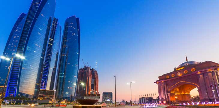 Streets of Abu Dhabi at dusk