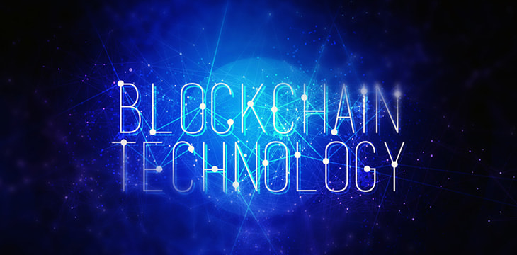 Blockchain technology with dark background