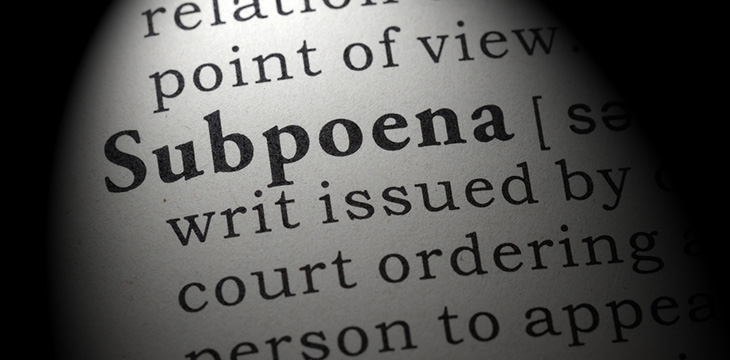 Fake Dictionary, Dictionary definition of the word subpoena including descriptive keywords