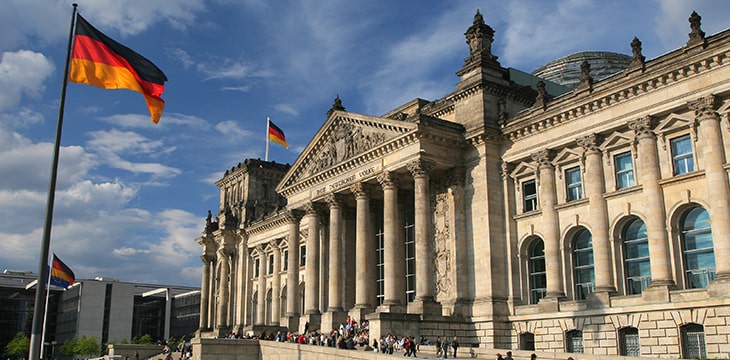 Reichstag Berlin, Germany with flag