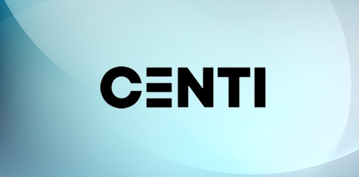 Centi logo over blue background