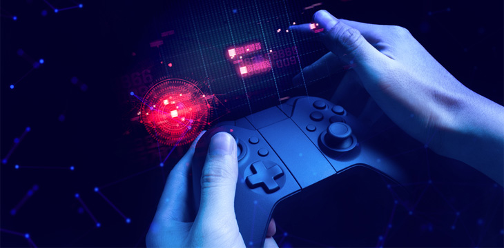 Hands holding a joystick controller