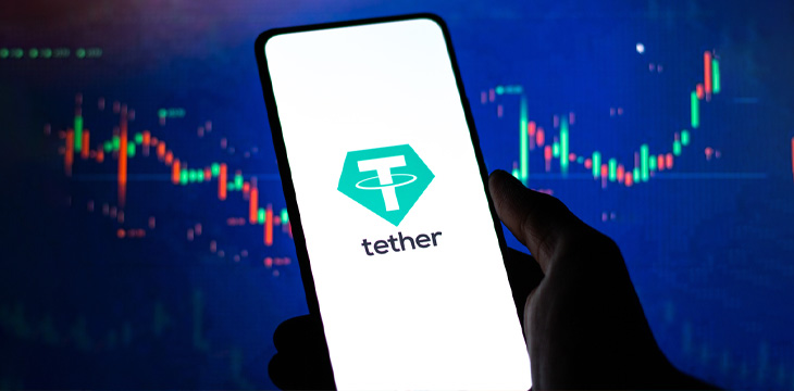 Tether logo on phone screen