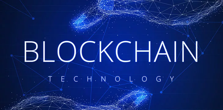 blockchain technology with futuristic blockchain hands