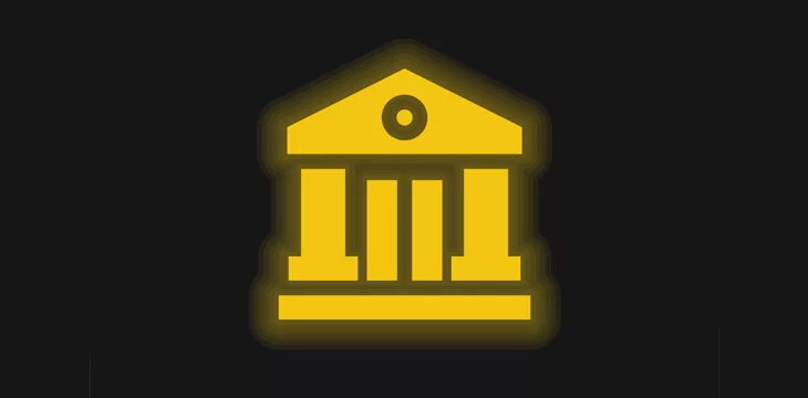 Bank yellow glowing neon icon