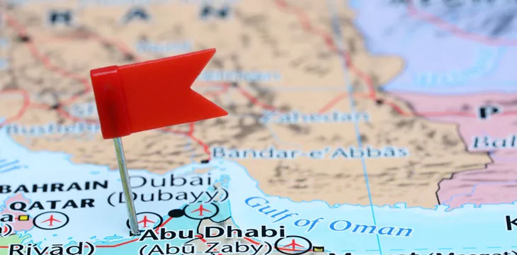 Abu Dhabi pinned on a map of Asia