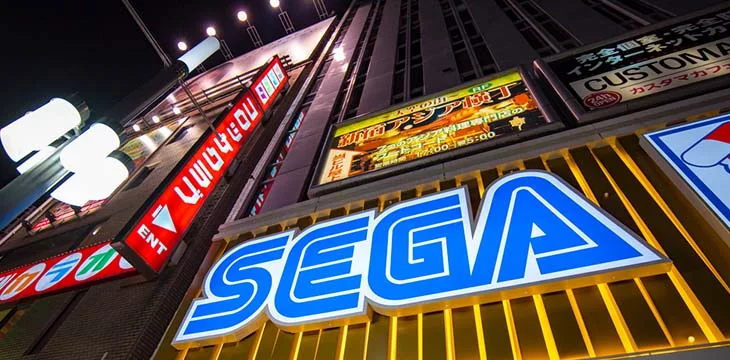 Sega logo on the wall of a shopping mall in Tokyo