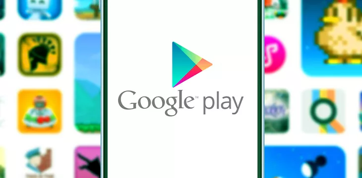 Smart phone with the logo of GOOGLE PLAY, digital store on android