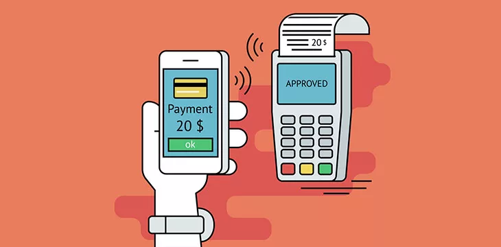 Illustration of mobile payment via smartphone