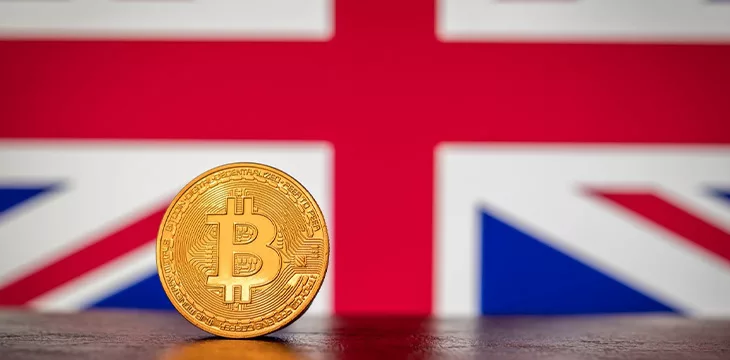 UK flag and BItcoin