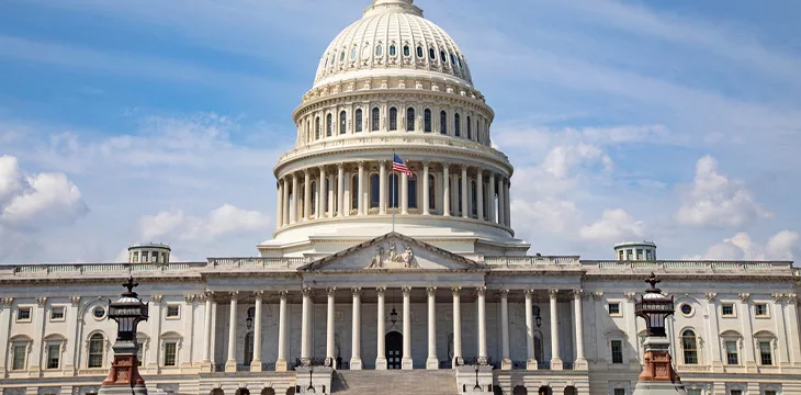 Facade of US Capitol in Washington DC