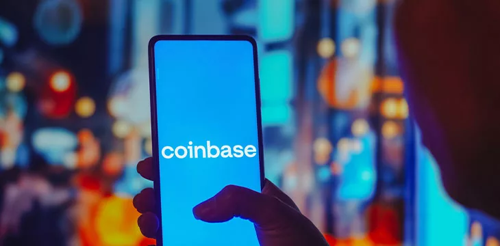 Coinbase logo on a smartphone