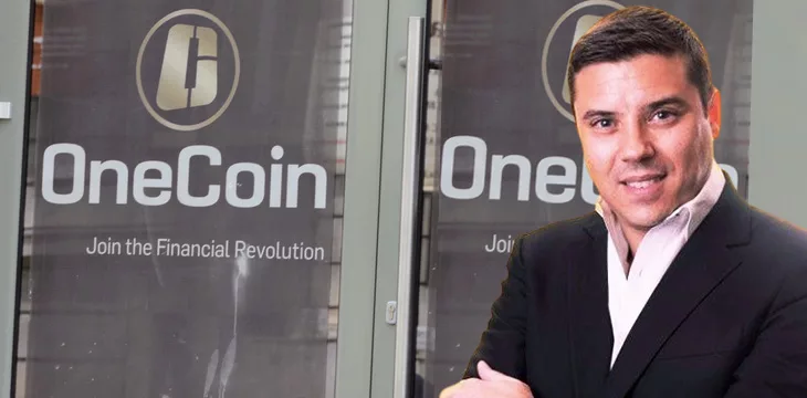 Karl Sebastian Greenwood with OneCoin background