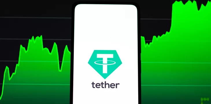 Tether logo on phone screen