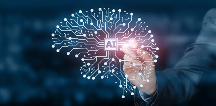 A digital brain model consisting of the wireless connections with the card in the middle