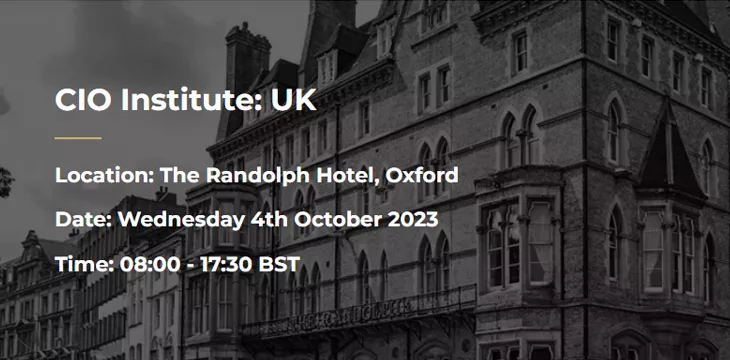 CIO Institute UK event banner and event details displayed