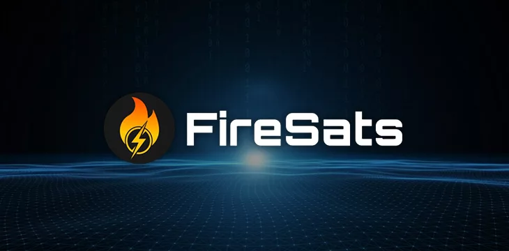 FireSats logo and blockchain image background