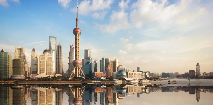 Shanghai skyline and cityscape at dusk